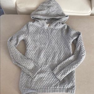 Gray metallic knit hooded sweater girls S 7-8
